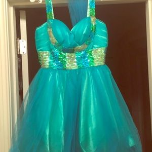 Aqua green sequined dress